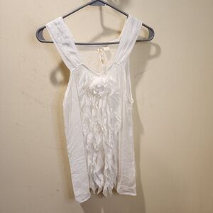 ADIVA ivory White Ruffled Sleeveless Top Size M